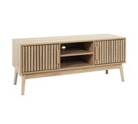 AltoBuy PAJAN - Meuble TV 2 Portes Effet Bois avec Tasseaux