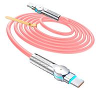 PAJDG Câble USB C vers USB C, 240 W, 3 m, tête rotative à 180 ° avec embouts LED, câble de type C, charge super rapide pour iPhone 15/15Pro/15Plus/15ProMax, MacBook Air, iPad Pro, Pixel, Samsung