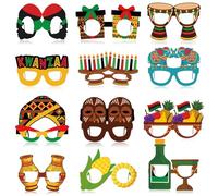 Pajean Lot de 36 lunettes en papier Kwanzaa en vrac, 12 styles de lunettes sur le thème africain, accessoires photo pour cadeaux de fête Kwanzaa, décorations de célébration culturelle, accessoires
