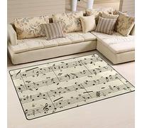 PAJEON Tapis de Chambre Feuille De Notes De Musique Beige Musique, 100 x 150 cm Entretien Facile Intérieur Moquette, Écologique Paillasson Intérieur - pour Chambre d'enfant