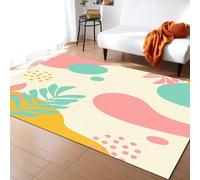 PAJEON Tapis de Décoration Art Abstrait De Plantes Tropicales, 140 x 200 cm Tapis Moquette de Chambre à Poils Ras, Paillasson Intérieur - pour Chambre à Coucher de Salon