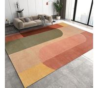 PAJEON Tapis de Décoration Imprimé Géométrique Coloré Rétro Rose Orange, 140 x 200 cm Tapis Moquette de Chambre à Poils Ras, Paillasson Intérieur - pour Chambre à Coucher de Salon