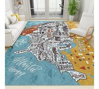 PAJEON Tapis de Décoration La Carte des États-Unis Kids Classroom, 60 x 110 cm Entretien Facile Intérieur Moquette, Écologique Paillasson Intérieur - pour Chambre d'enfant