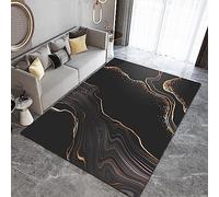 PAJEON Tapis de Décoration Marbre d'or Noir De Luxe Mystérieux, 60 x 110 cm Entretien Facile Intérieur Moquette, Écologique Paillasson Intérieur - pour Chambre d'enfant