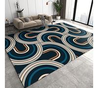 PAJEON Tapis de Décoration Nordique Mid-Century Marine Orange Bleu Géométrique, 140 x 200 cm Tapis Moquette de Chambre à Poils Ras, Paillasson Intérieur - pour Chambre à Coucher de Salon