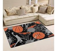 PAJEON Tapis de Décoration Sport De Terrain De Basket Créatif, 140 x 200 cm Tapis Moquette de Chambre à Poils Ras, Paillasson Intérieur - pour Chambre à Coucher de Salon