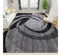 PAJEON Tapis de Design Lignes Noires Abstraites Modernes Grises, 60 x 90 cm Tapis Moquette de Chambre à Poils Ras, Paillasson Intérieur - pour Chambre à Coucher de Salon