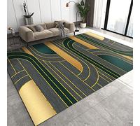 PAJEON Tapis de Design Simplicité Géométrique Moderne Lignes Or Foncé, 60 x 90 cm Tapis Moquette de Chambre à Poils Ras, Paillasson Intérieur - pour Chambre à Coucher de Salon