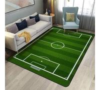PAJEON Tapis de Design Terrain De Football Vert, 60 x 90 cm Tapis Moquette de Chambre à Poils Ras, Paillasson Intérieur - pour Chambre à Coucher de Salon