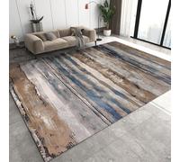 PAJEON Tapis de Salon Style Vieilli à Rayures Bleues Et Marron, 160 x 230 cm Entretien Facile Intérieur Moquette, Écologique Paillasson Intérieur - pour Chambre d'enfant