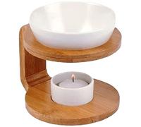 Pajoma - Brûle-Parfum en Bois avec coupelle en céramique - Marron/Blanc