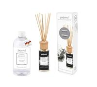pajoma Kit de parfum d'ambiance avec diffuseur 100 ml + recharge avec bâtonnets en rotin | Désodorisant longue durée (+ recharge de 500 ml, thé blanc et gingembre)