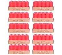 pajoma® Lot de 10 bougies piliers rouges - Diamètre : 4 x 9 cm - Durée de combustion : environ 9 heures - Paraffine et mèche en coton de qualité supérieure - Idéales pour la restauration, les hôtels,