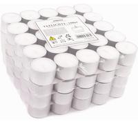 Pajoma® Lot De 100 Bougies Chauffe-Plat Blanches - Paraffine Non Parfumée - Durée De Combustion : 8 Heures - 20 G De Poids De Cire - 25 X 38 Mm - Pour Gastronomie, Mariage, Décoration, Fête, Détente,