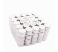 pajoma® Lot de 100 bougies chauffe-plat blanches - Paraffine non parfumée - Durée de combustion : 8 heures - 20 g de poids de cire - 25 x 38 mm - Pour gastronomie, mariage, décoration, fête, détente,