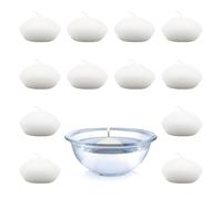 pajoma® Lot de 12 bougies flottantes XL - Crème - Non parfumées - Poids de cire : 80 g - Environ 8 heures de combustion - 69 x 38 mm