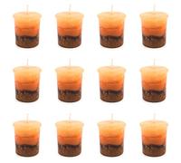 pajoma® Lot de 12 bougies votives parfumées 55 g, cannelle orange | Bougie votive en marbre | Durée de combustion : environ 17 heures - Hauteur : 5 cm - Diamètre : 4 cm - Qualité supérieure