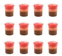 pajoma® Lot de 12 bougies votives parfumées de 55 g, pomme et cannelle - Durée de combustion : environ 17 heures - Hauteur : 5 cm - Diamètre : 4 cm - Qualité supérieure