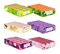 Pajoma Lot de 180 bougies chauffe-plat parfumées au printemps et en été dans un étui en polycarbonate, 6 x 30 bougies chauffe-plat
