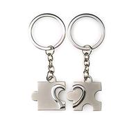 Pajoma Lot de 2 porte-clés puzzles - Longueur : 9 cm, argenté, 9 cm, Porte-clés