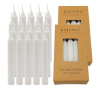 pajoma® Lot de 20 bougies d'arbre de qualité supérieure - Blanc - Poids de cire : 10 g - Durée de combustion : environ 1 heure de combustion - 95 x 13 mm