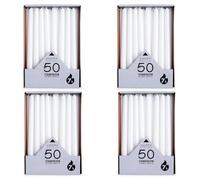 pajoma® Lot de 200 bougies à tige blanches - Hauteur : 25 cm - Durée de combustion : environ 7 heures - Sans parfum - Polyvalentes pour bougeoirs, décoration et occasions festives