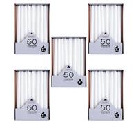 pajoma® Lot de 250 bougies à tige blanches - Hauteur : 25 cm - Durée de combustion : environ 7 heures - Sans parfum - Polyvalentes pour bougeoirs, décoration et occasions festives