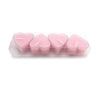 pajoma® Lot de 4 bougies chauffe-plat en forme de c ur, dans un étui en polycarbonate, durée de combustion : environ 3 heures H 2,5 cm, Ø 4,5 cm | Bougies chauffe-plat pour la fête des mères, un