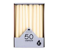 pajoma® Lot de 50 bougies à tige ivoire - Hauteur : 25 cm - Diamètre : 2 cm - Durée de combustion : environ 7 heures - Polyvalent comme bougie de table, de décoration, de Noël et pour les événements