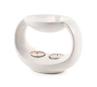 pajoma Yin & Yang Lampe parfumée Blanc Hauteur 14 cm Convient pour 2 huiles parfumées différentes