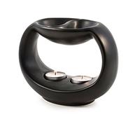 pajoma Yin & Yang Lampe parfumée Noir Hauteur 14 cm Convient pour 2 huiles parfumées différentes