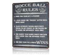 PAJPXPCD Bocce Ball Playing Instructions Metal Wall Sign Reference Decor for Recreation Room Lodge Senior Center Community 8 X 12 inch