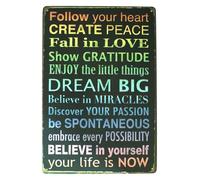PAJPXPCD Boho Inspirational Metal Sign Dream Create Inspire Quotes Wall Decor for Bedroom Office Living Room Home Wall-Art 8 X 12 inch