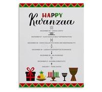 PAJPXPCD Celebrate Kwanzaa Poster The 7 Principles Nguzo Saba Meaning and Values Educational Wall Decor(Framed,08x12inch(20x30cm))