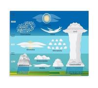 PAJPXPCD Classroom and Home Decor Canvas Poster Types of Clouds Meteorology Weather Reference Guide Wall-Art for Wall(Unframed,08x12inch(20x30cm))