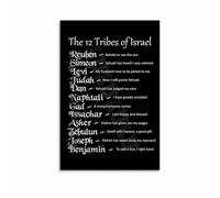 PAJPXPCD Framed Canvas: The Twelve Tribes of Israel Chart - Detailed Biblical Reference Art, Ready to Hang for Home Office, Church Foyer or as a Gift(Framed,08x12inch(20x30cm))