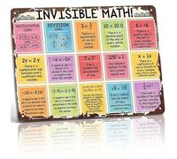 PAJPXPCD Funny Invisible Math Metal Sign Educational School Poster Wall Decor for Classroom Study Room Home Office Library 8 X 12 inch