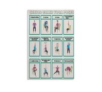 PAJPXPCD Gentle Chair Yoga Wall Chart - Easy-to-Follow Seated Poses for Home Practice, Safe Fitness Guide for Seniors and Limited Mobility(Framed,12x18inch(30x45cm))