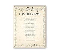 PAJPXPCD Holocaust Memorial Quote Metal Tin Sign First They Came Poem By Martin Niemoller Wall-Art For Study Office Classroom Decor 8 X 12 inch