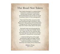 PAJPXPCD Inspirational Poetry Wall-Art - The Road Not Taken Framed Print, Robert Frost Quote for Graduation Gift, Study & Dorm Room(Framed,08x12inch(20x30cm))