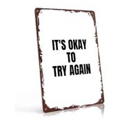 PAJPXPCD Its Okay To Try Again Tin Plaque 12x8 Inch