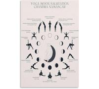 PAJPXPCD Modern Sun Salutation Yoga Poster - Practice Chart & Wall-Art, Framed Canvas Print for Home Studio, Decor or Gift(Framed,16x24inch(40x60cm))