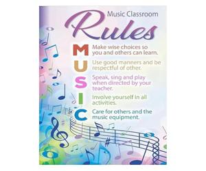 PAJPXPCD Music Classroom Rules Poster Teacher Management Essentials | Establishes clear expectations for instrument care participation and respectful listening(Unframed,16x24inch(40x60cm))