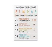 PAJPXPCD Order of Operations Reference Poster - Math Rules Anchor Chart for Student Binders or Classroom Wall, Teaching Aid for 4th, 5th, 6th Grade Math(Framed,16x24inch(40x60cm))