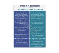 PAJPXPCD Polar Nonpolar Covalent Bonds Study Chart Canvas Wall-Art Science Poster for Classroom Teaching Aid and Home School Decor
