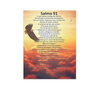 PAJPXPCD Psalm 91 Wall-Art Print Spanish Salmo Scripture Religious Home Decor Inspirational Gift for Housewarming Prayer Room(Framed,08x12inch(20x30cm))