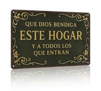 PAJPXPCD Rustic Metal Sign Que Dios Bendiga Este Hogar Spanish Blessing Wall-Art For Home Prayer Room Master Bedroom 8 X 12 inch