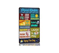 PAJPXPCD Rustic Pool Rules Tin Sign Vintage Outdoor Decor for Patio Backyard Deck Poolside Tiki Bar Garden Party Beach House Wall Plaque 8 X 12 inch
