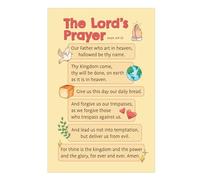PAJPXPCD 's Lord's Prayer Chart - Illustrated Our Father Bible Poster for, Easy-to-Understand Learning Tool for Home, Sunday School, Memory Verse & Prayer Time(Unframed,16x24inch(40x60cm))