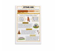 PAJPXPCD Stone Age Timeline Learning Poster Educational History Chart for Classroom Homeschool Study Room Wall Decor(Unframed,12x18inch(30x45cm))